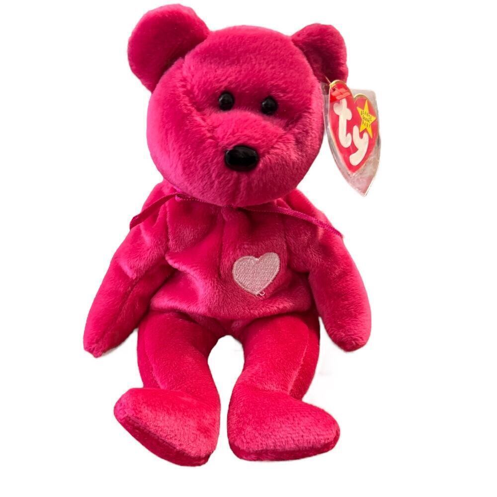 Valentina Beanie Baby 1998 Ty Original MWMT Pink Heart Bear